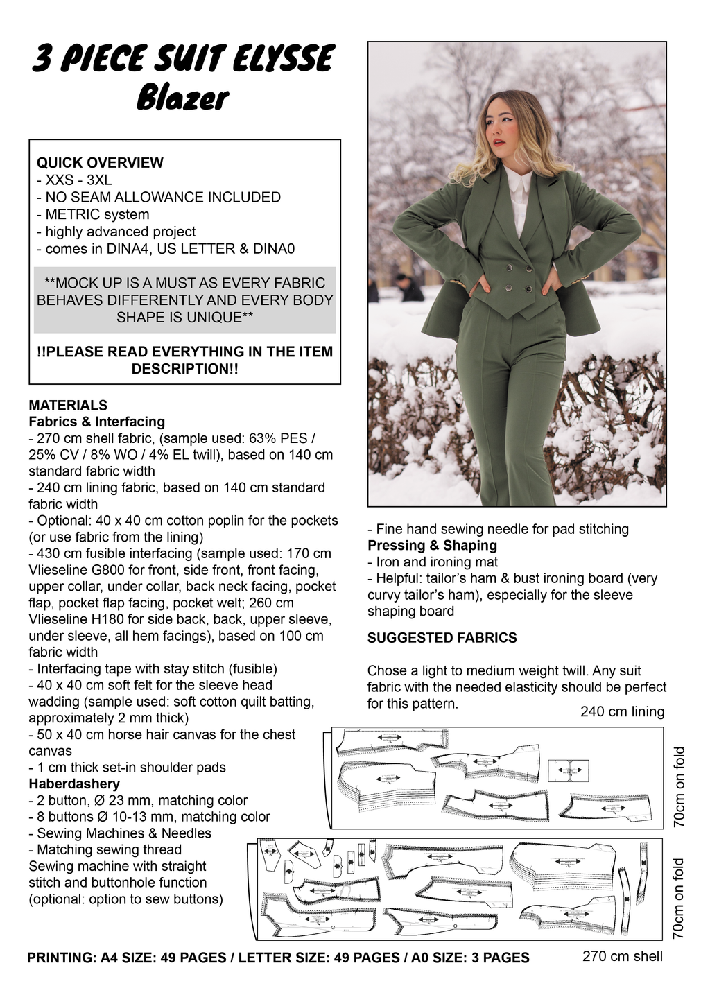 PATTERN PACK - 3 Piece Suit ELYSSE - THISISKACHI