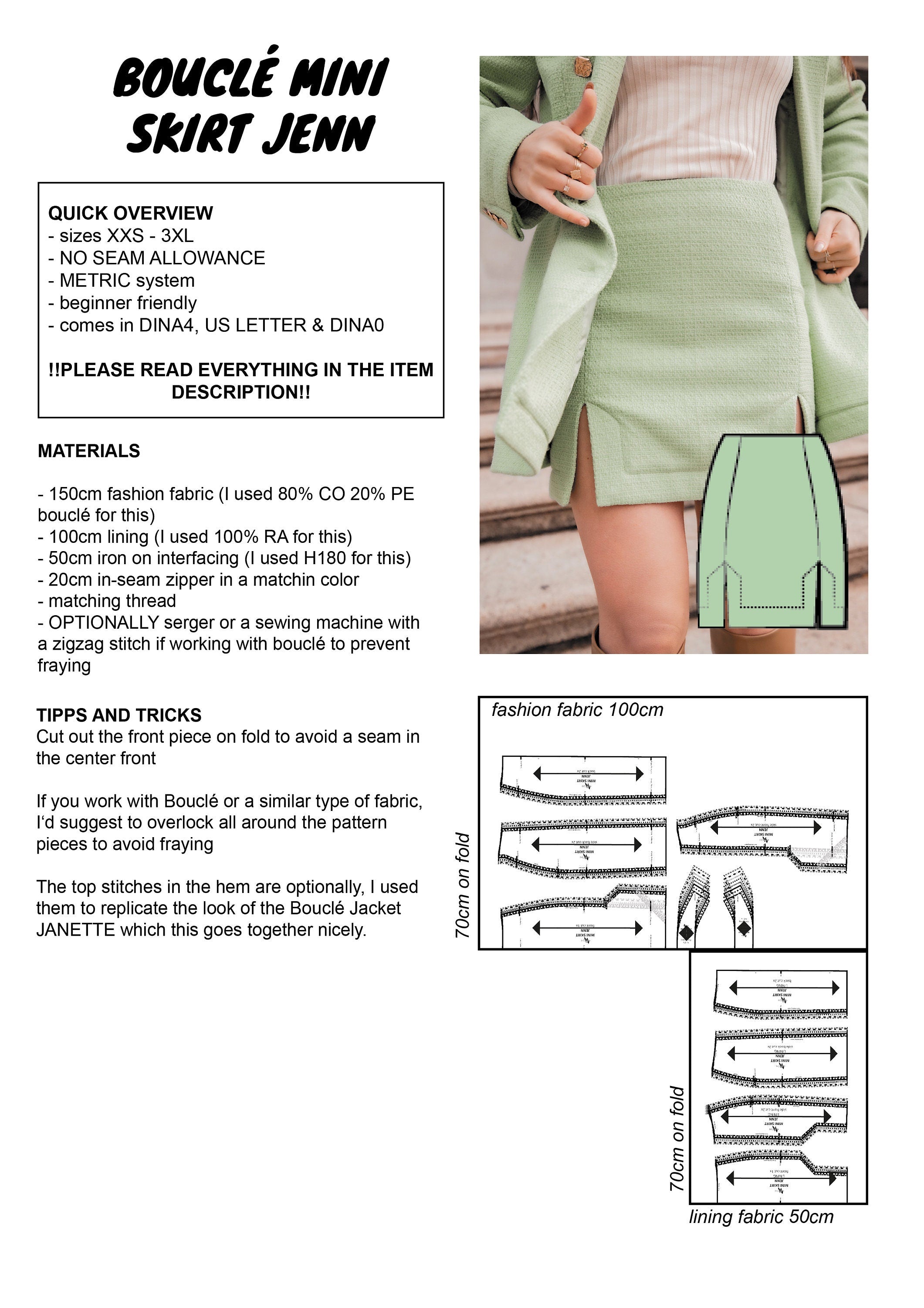 PATTERN - Bouclé Mini Skirt JENN - THISISKACHI