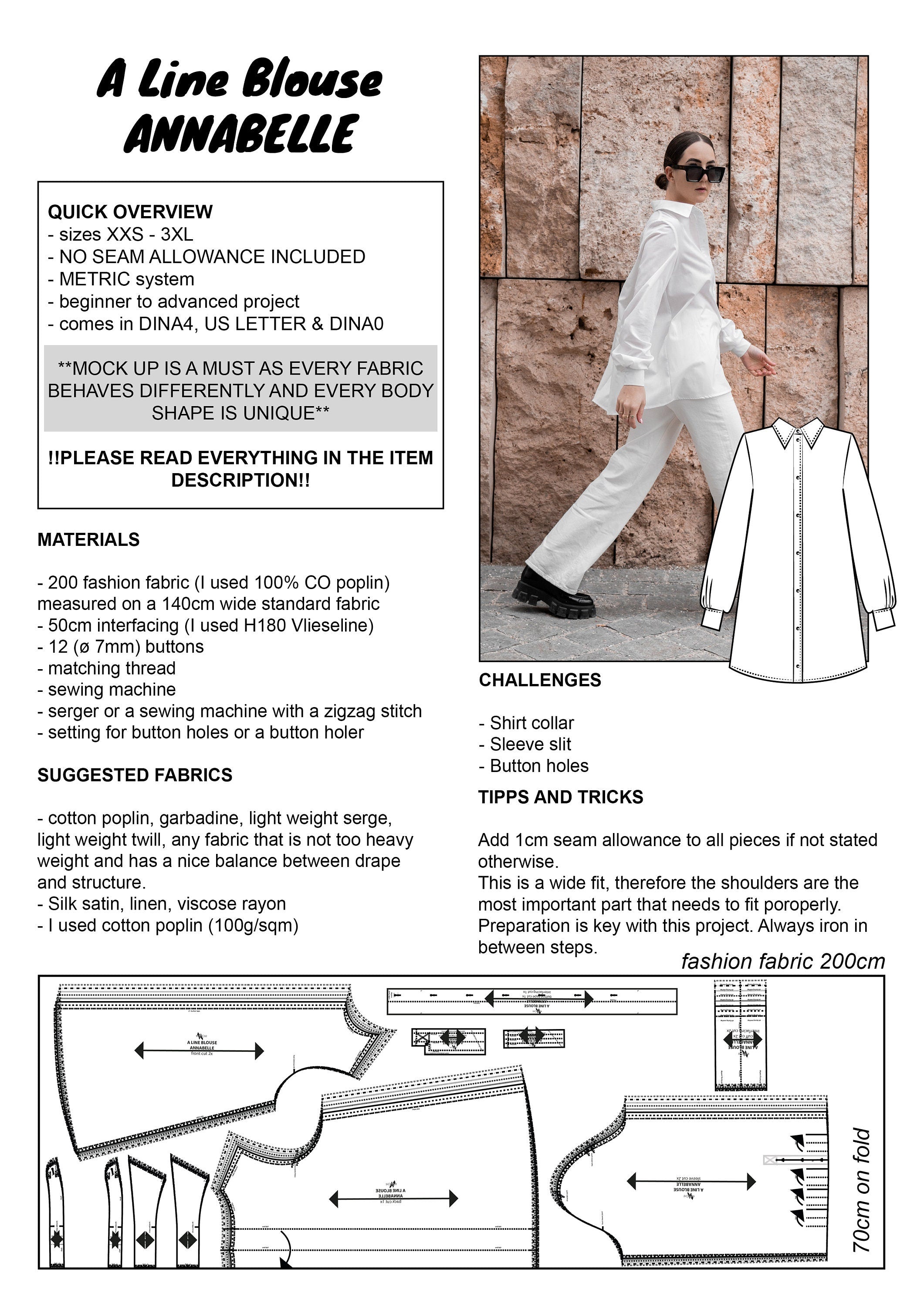 PATTERN - A Line Blouse ANNABELLE - THISISKACHI