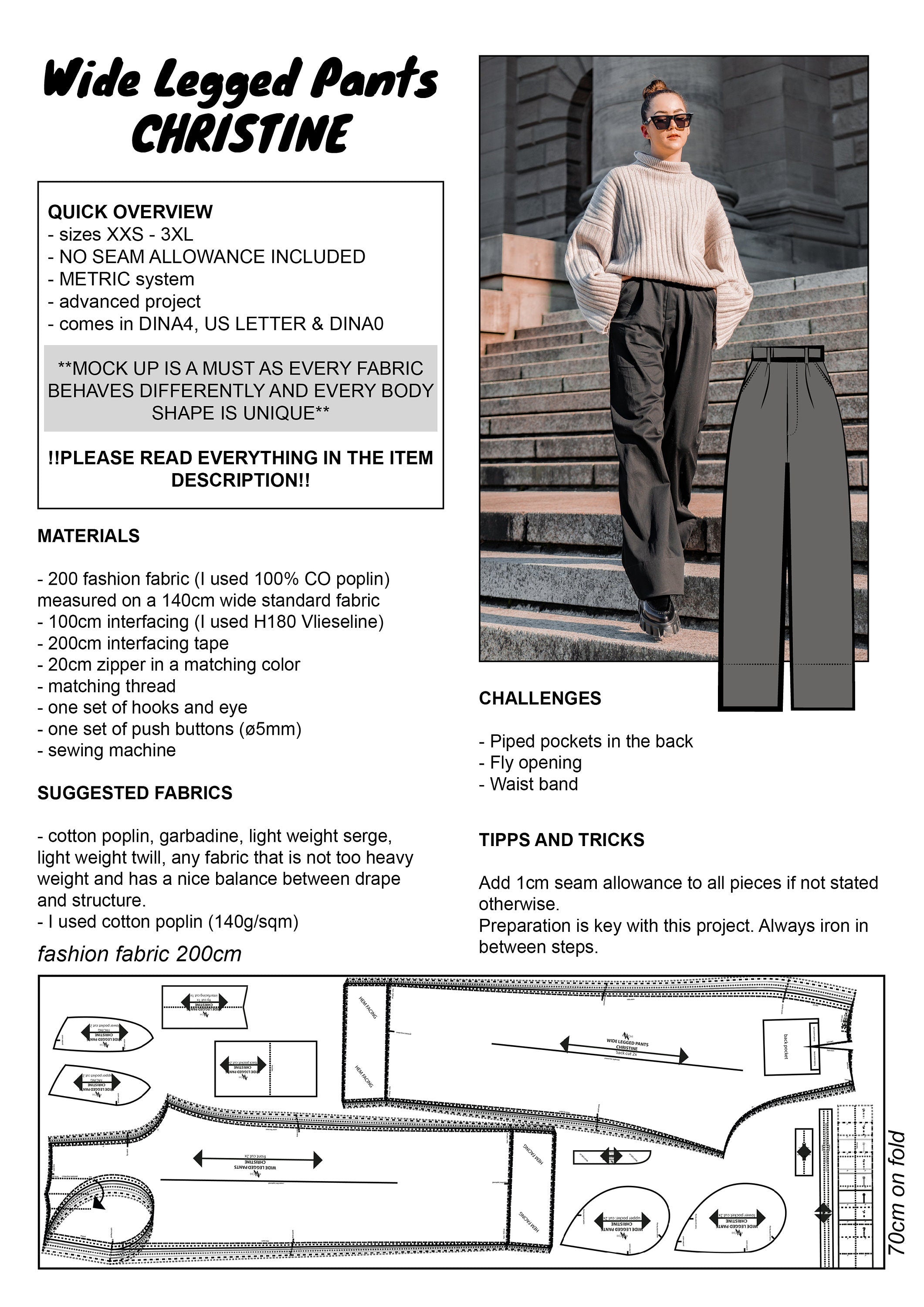 PATTERN - Wide Legged Pants CHRISTINE - THISISKACHI