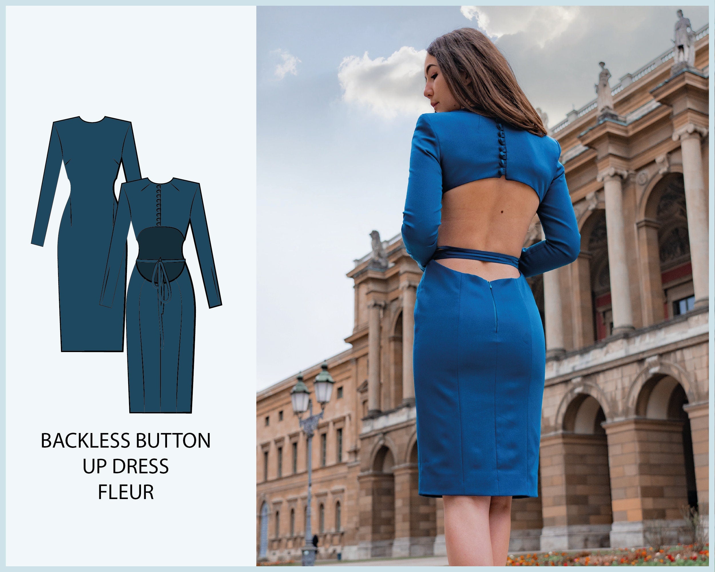 PATTERN - Backless Button Up Dress FLEUR - THISISKACHI