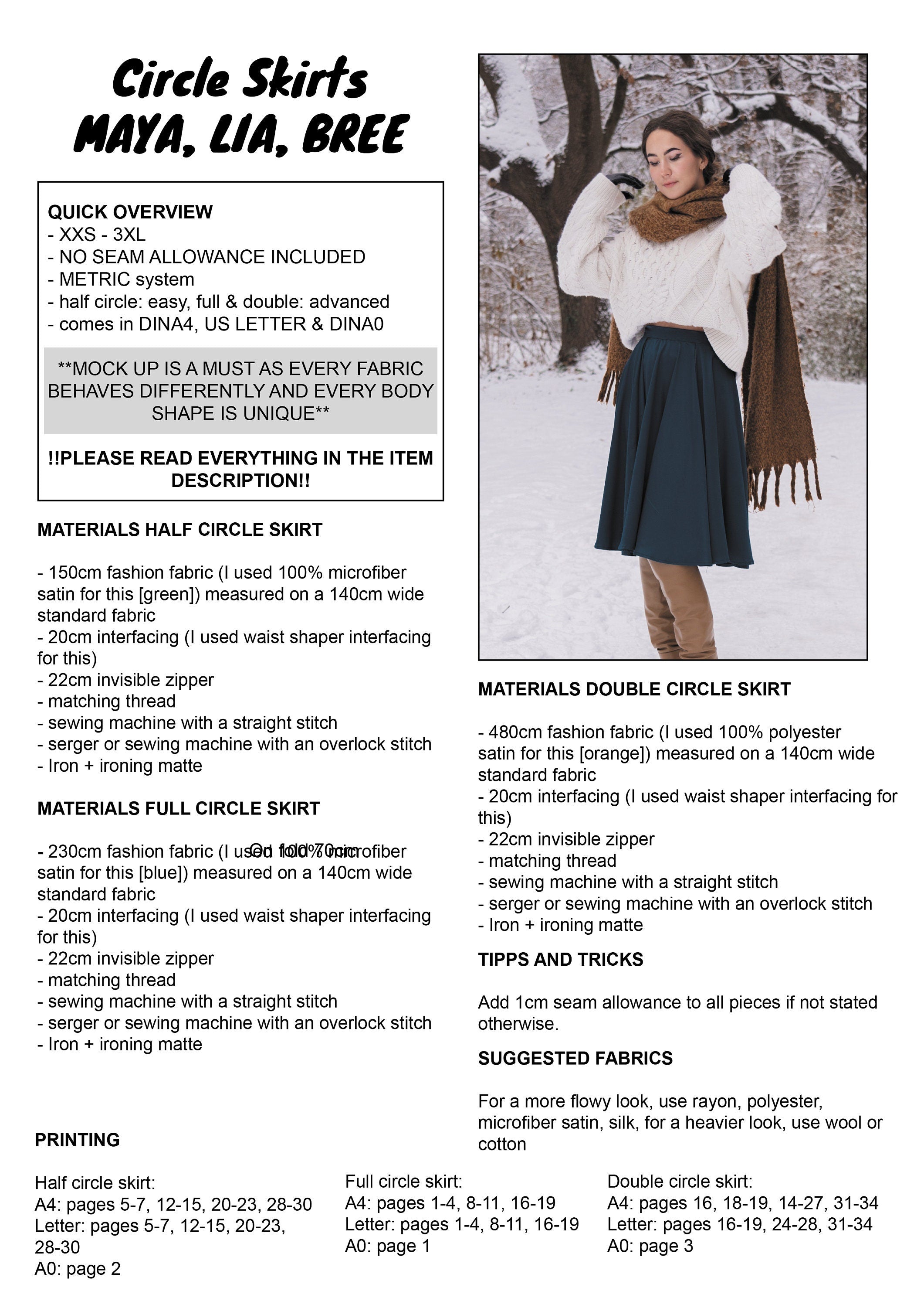 PATTERN PACK - Circle Skirts (Half, Full, Double) - THISISKACHI