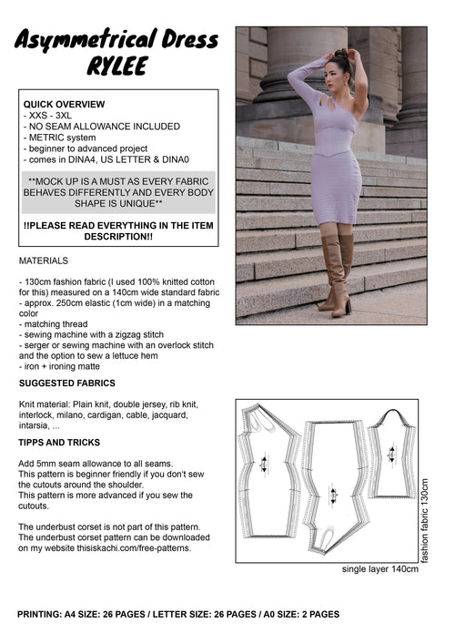 PATTERN - Asymmetrical Dress RYLEE - THISISKACHI