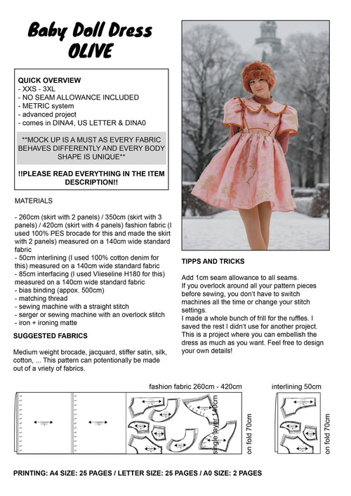 PATTERN - Baby Doll Dress OLIVE - THISISKACHI