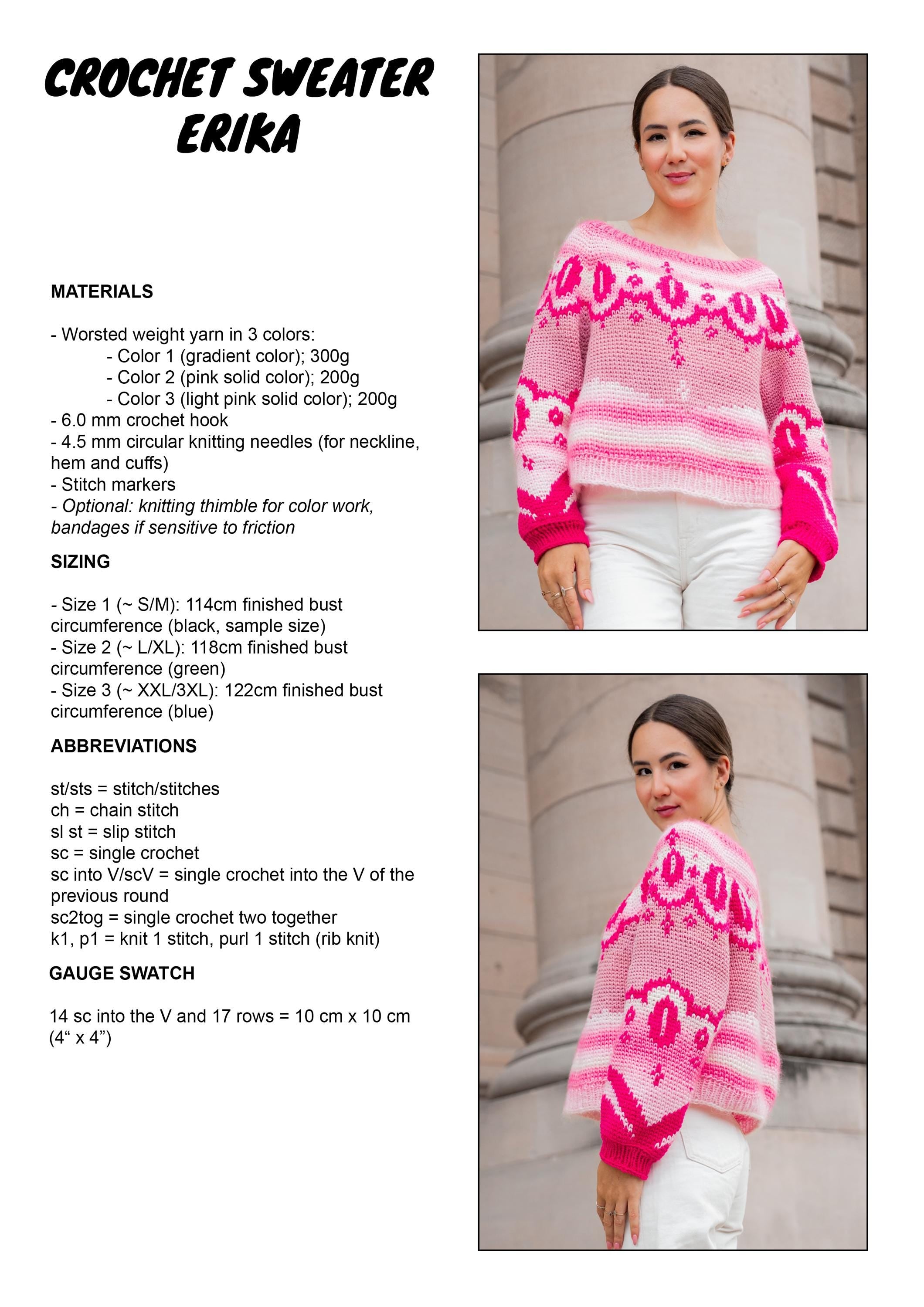 PATTERN - Crochet Sweater ERIKA - THISISKACHI